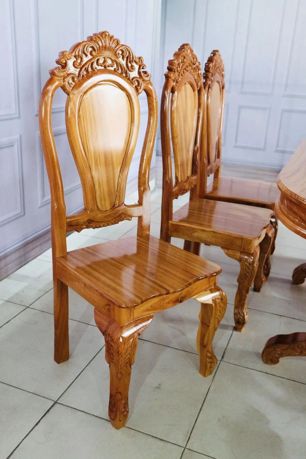 Bàn Ăn 6 Ghế Gỗ Căm Xe Mặt Gõ Đỏ Bàn Oval - Ảnh 3