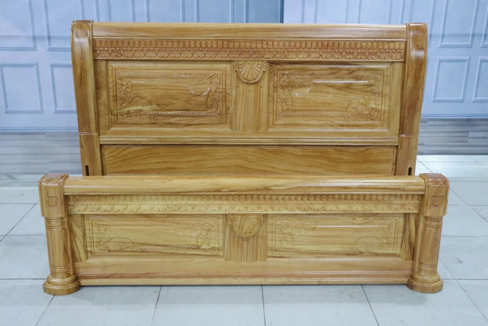 Giường Mẫu Bện Thừng Gỗ Gõ Đỏ - Ảnh 10