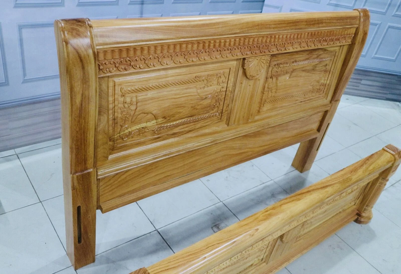 Giường Mẫu Bện Thừng Gỗ Gõ Đỏ - Ảnh 11