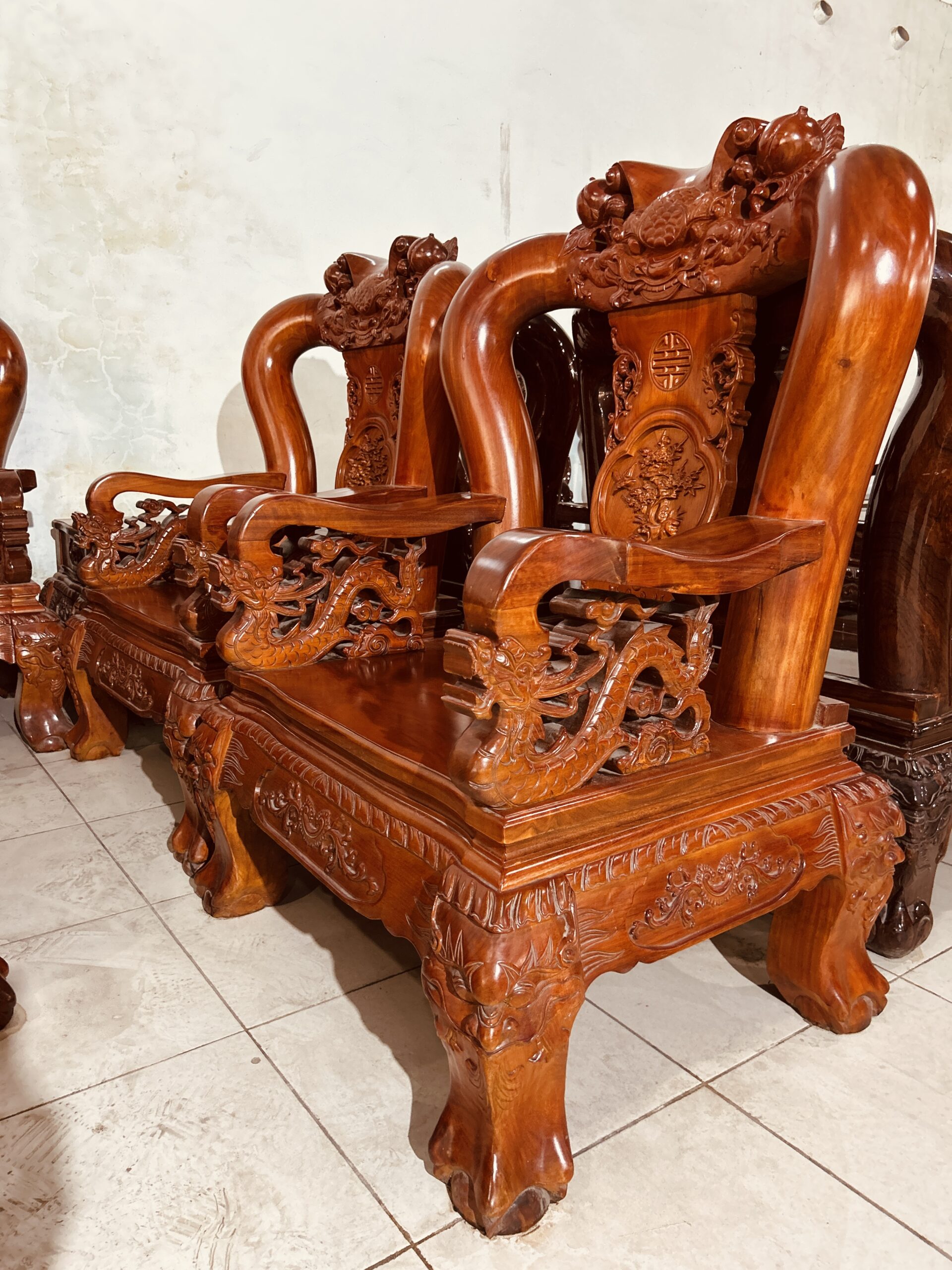 SALON TRIỆN GỖ GÕ ĐỎ VIỆT TAY 14 - 10 MÓN - Ảnh 11