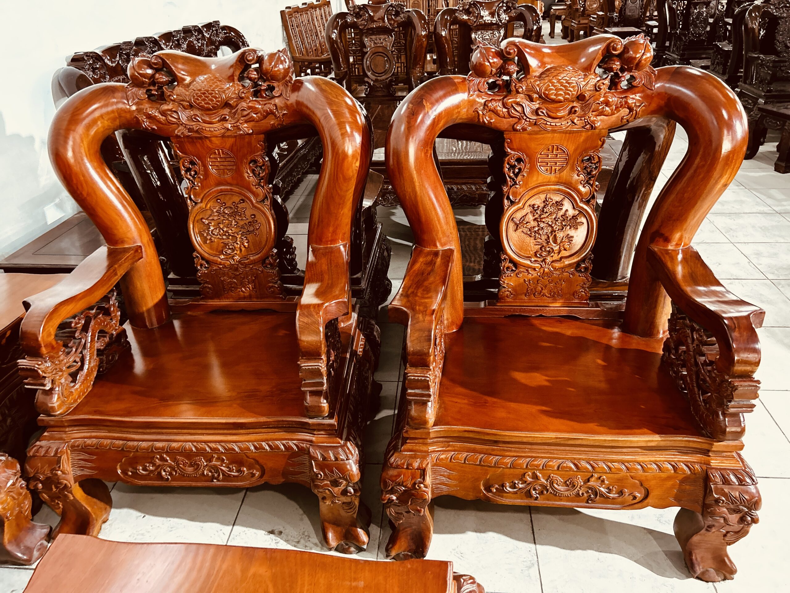SALON TRIỆN GỖ GÕ ĐỎ VIỆT TAY 14 - 10 MÓN - Ảnh 5