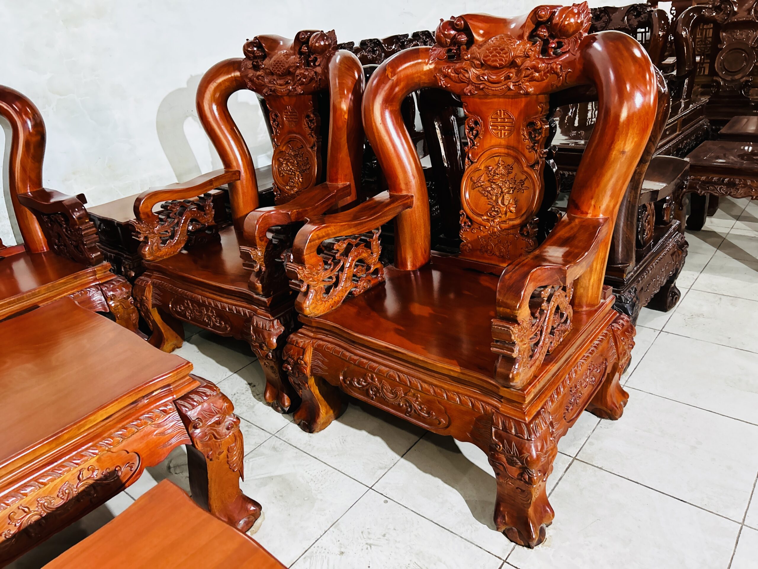 SALON TRIỆN GỖ GÕ ĐỎ VIỆT TAY 14 - 10 MÓN - Ảnh 6
