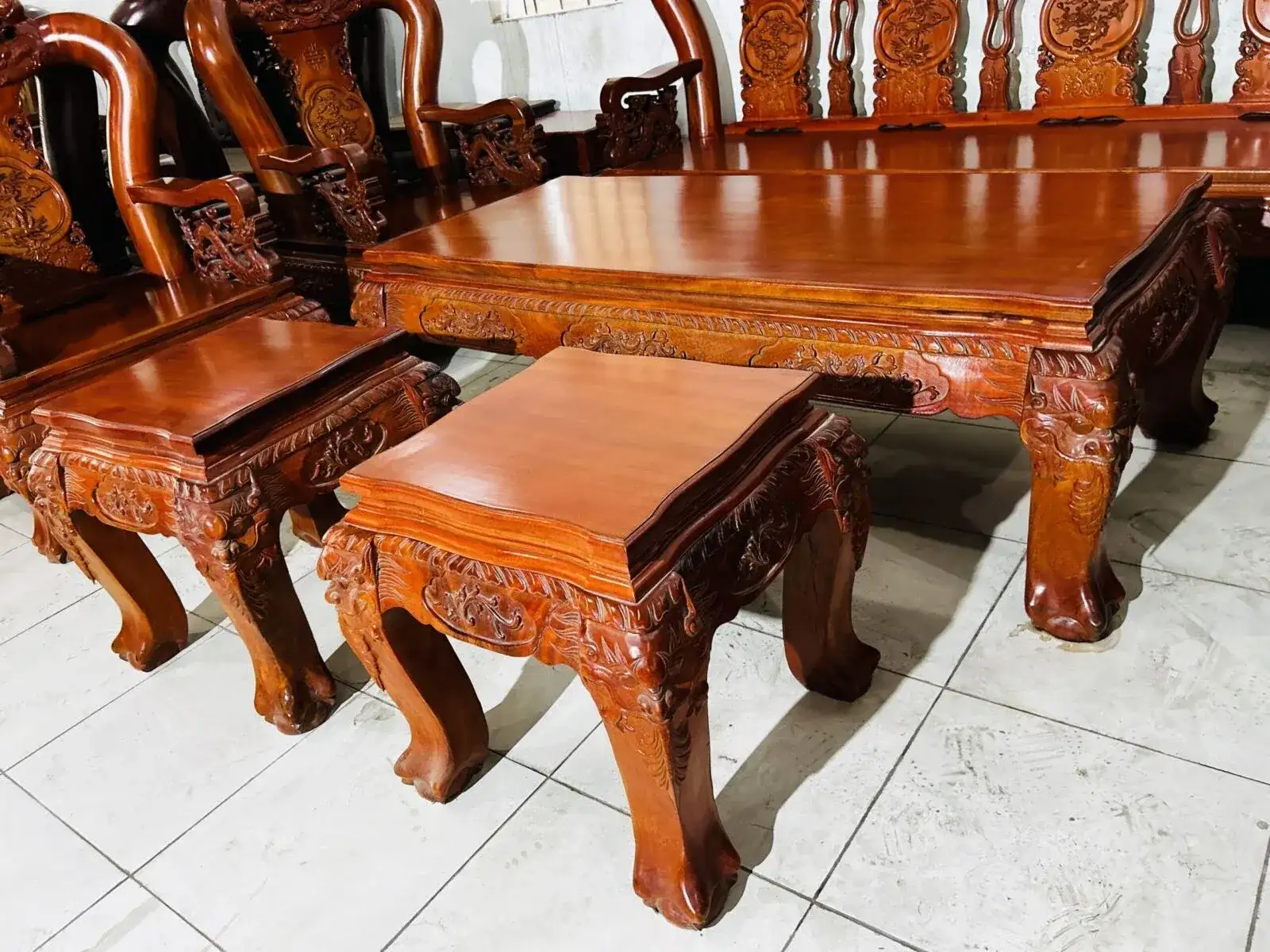 SALON TRIỆN GỖ GÕ ĐỎ VIỆT TAY 14 - 10 MÓN - Ảnh 9