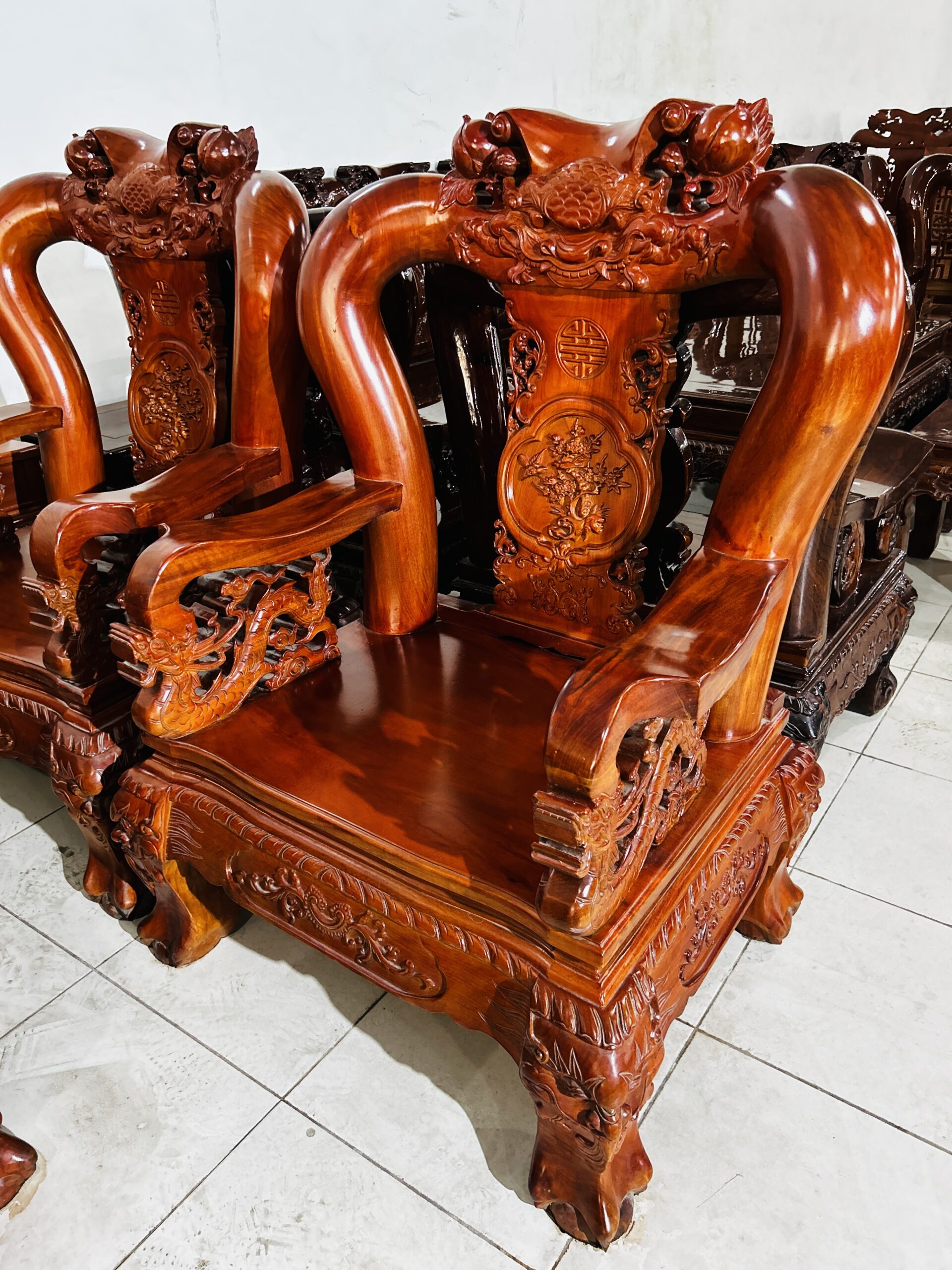 SALON TRIỆN GỖ GÕ ĐỎ VIỆT TAY 14 - 10 MÓN - Ảnh 10