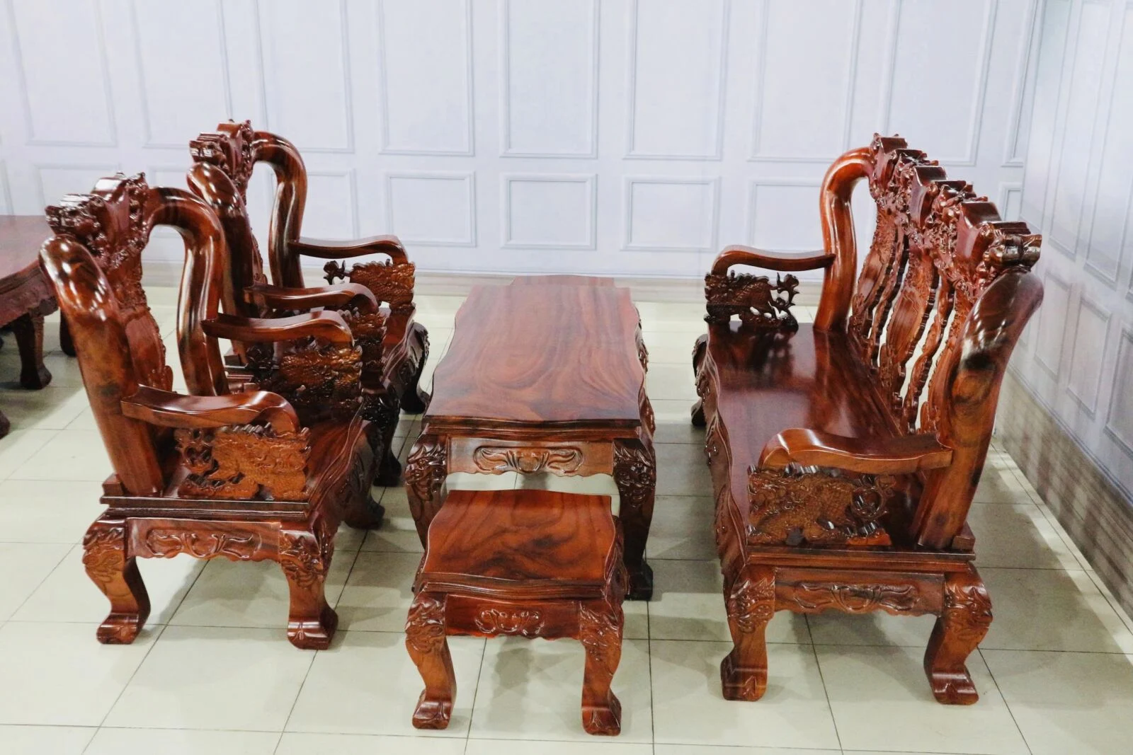 Salon Triện Tay 12, 6 Món Gỗ Me Tây