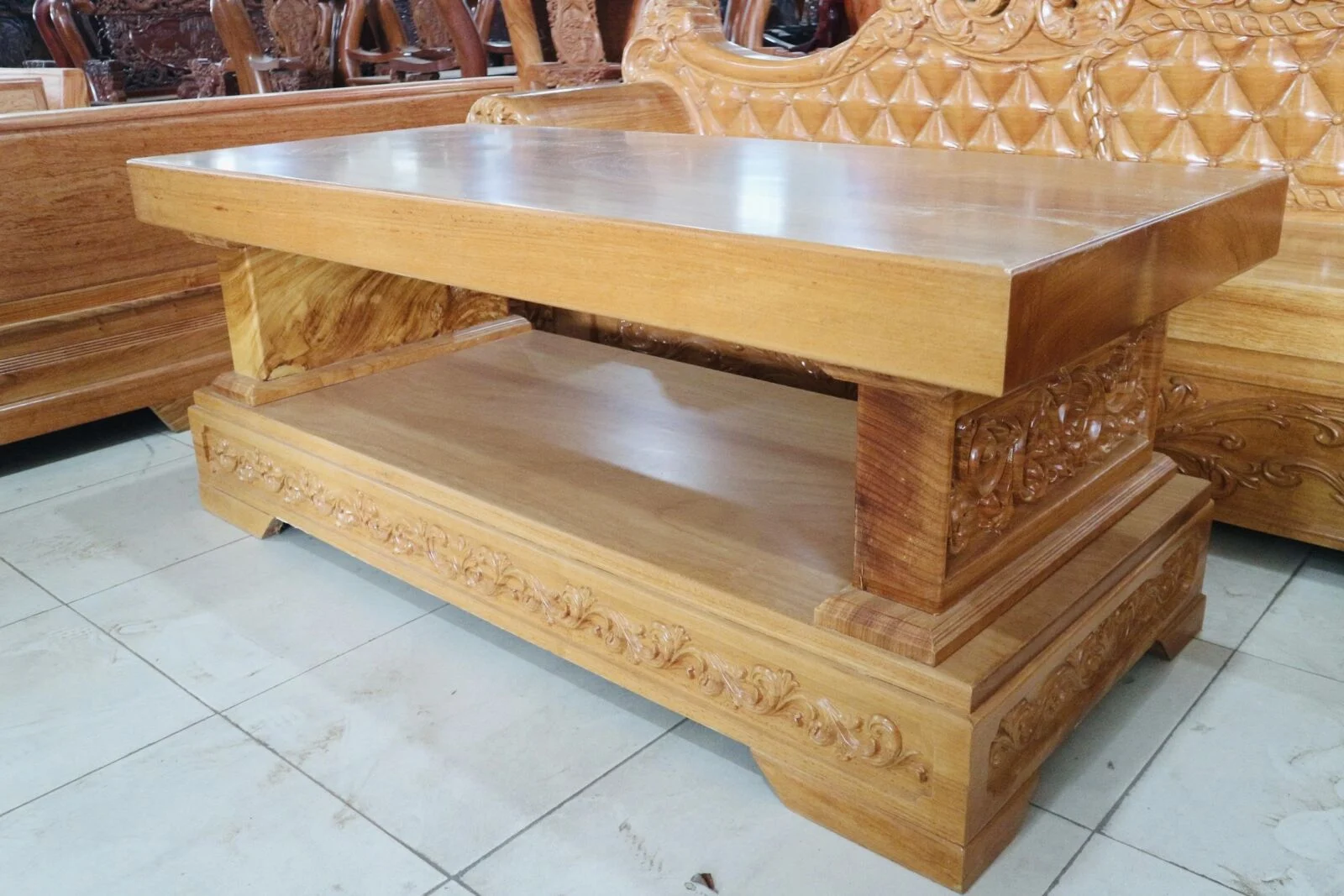 Alternative view of Sofa Góc Hoàng Gia Gỗ Gõ Đỏ Nguyên Khối 5 Món
