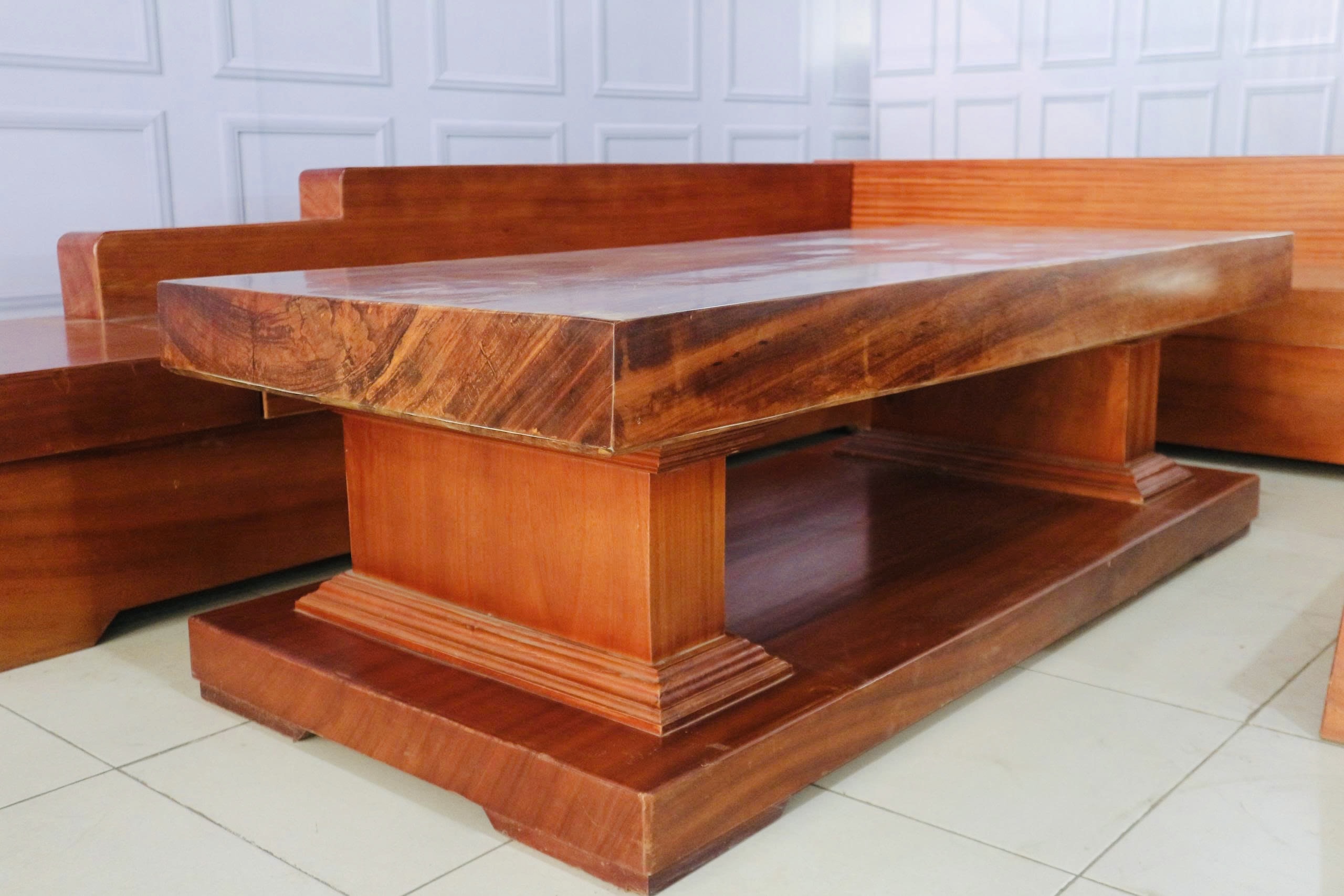 Alternative view of Sofa Góc Nguyên Khối Gỗ Gõ Đỏ Êkop