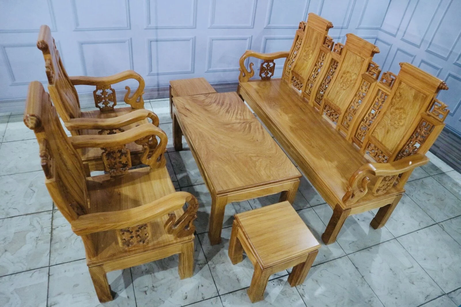 Salon Á Âu Gỗ Gõ Đỏ 6 Món