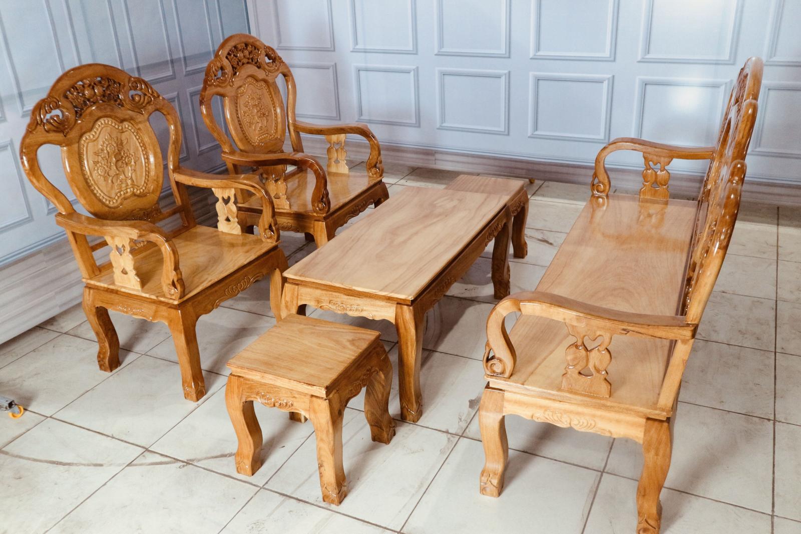 Salon Chuông Đào 6 Món Gỗ Căm Xe Mặt Gõ Đỏ - Ảnh 5