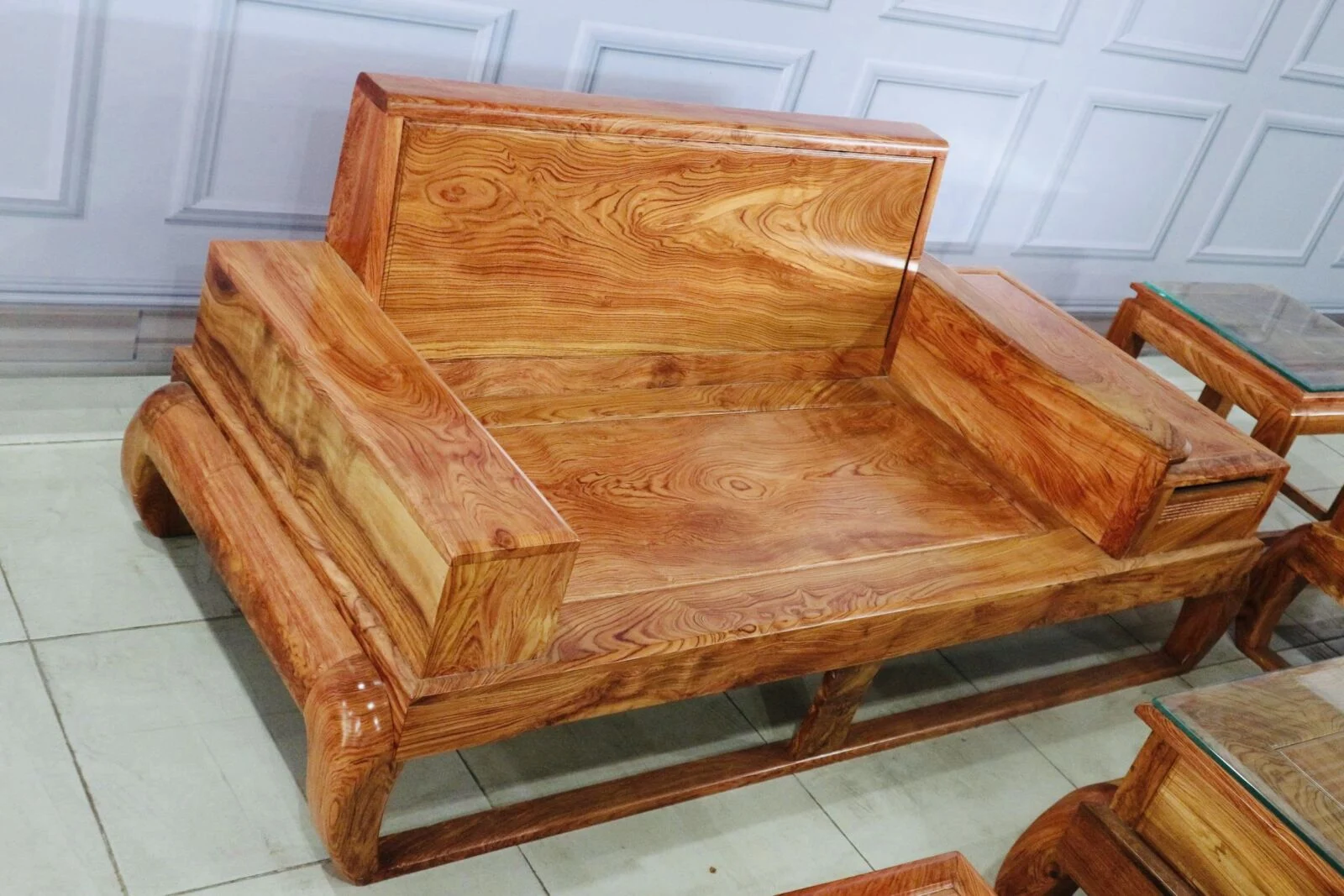 Sofa Góc 2 Văng Đùi Gà 5 Món Gỗ Hương Đá - Ảnh 5