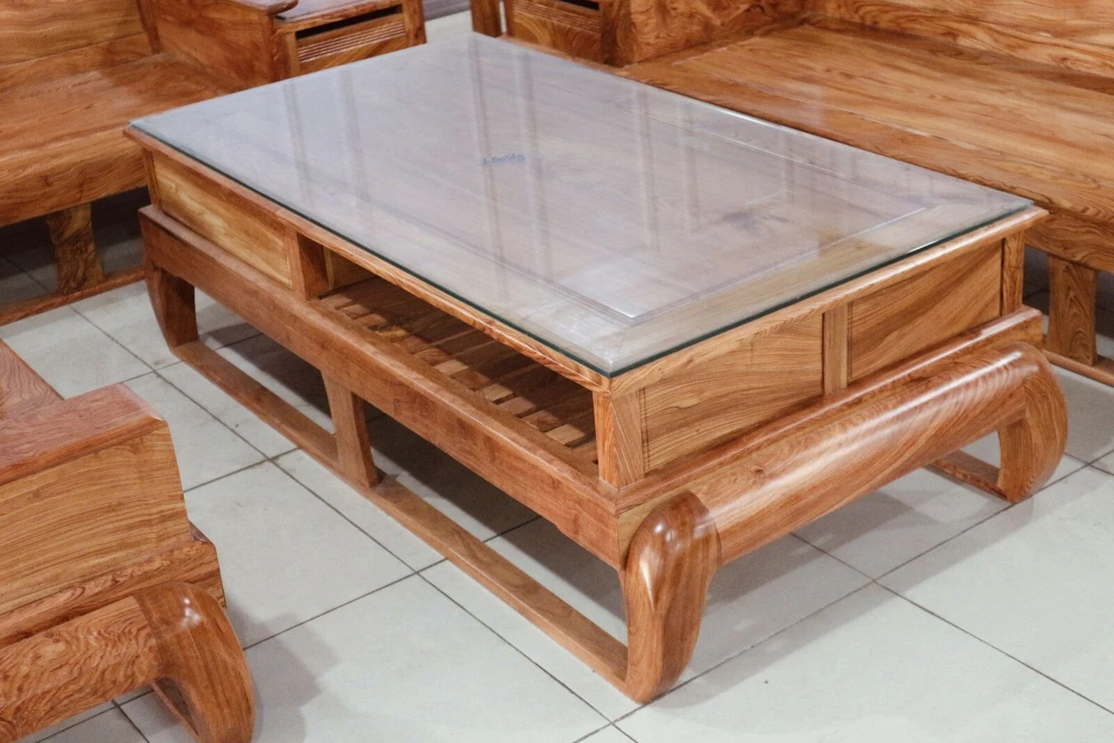 Sofa Góc 2 Văng Đùi Gà 5 Món Gỗ Hương Đá - Ảnh 9