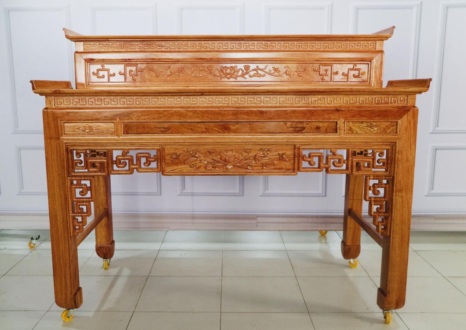 Bàn Cúng 2 Tầng Gỗ Hương Đá Ngang 1m75