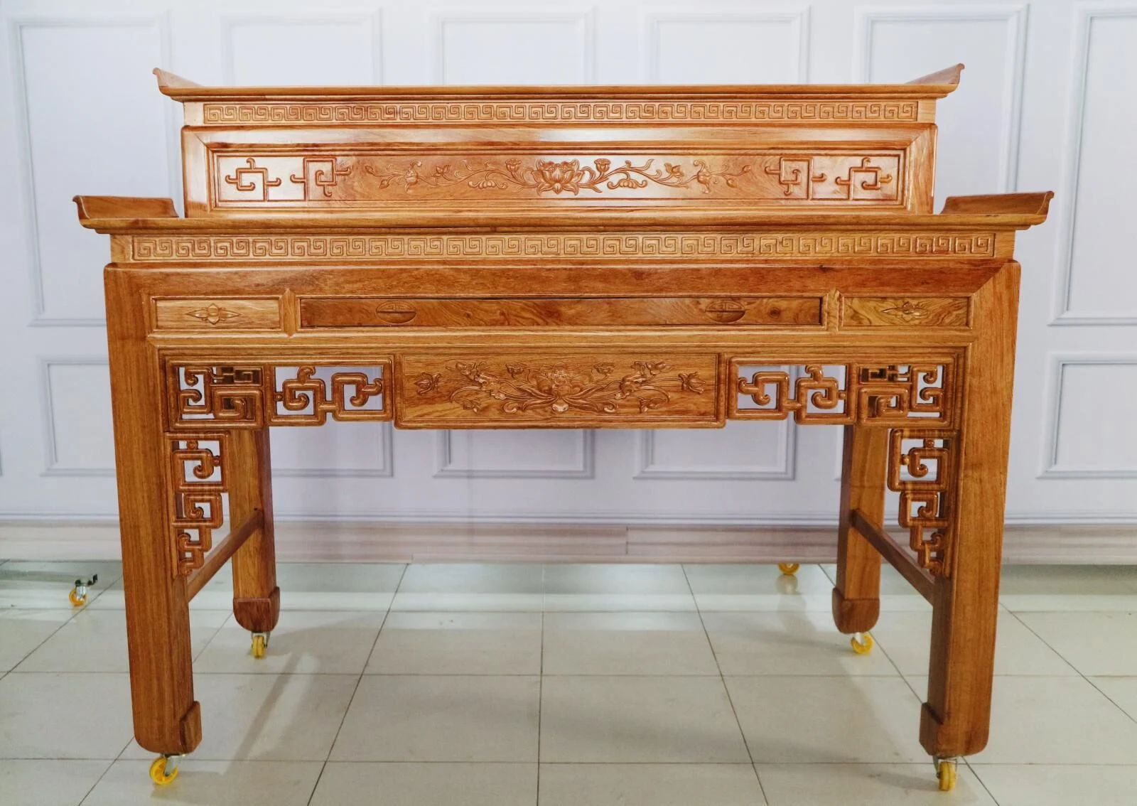 Bàn Cúng 2 Tầng Gỗ Hương Đá Ngang 1m75