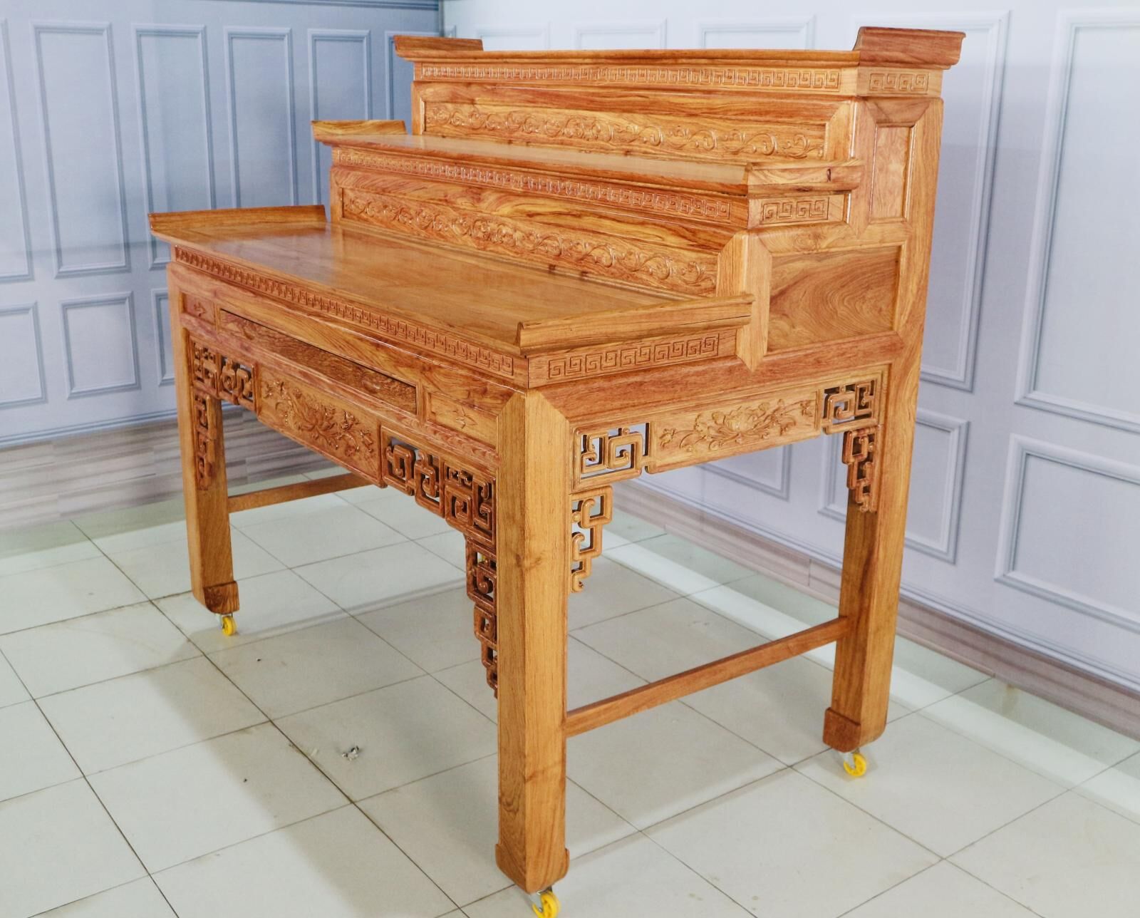 Alternative view of Bàn Cúng 3 Tầng Ngang 1m75 Gỗ Hương Đá Cao Cấp