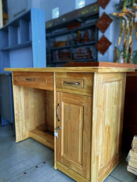 Alternative view of Bàn Làm Việc Gỗ Cao Su Sấy 2 Ngăn Kéo