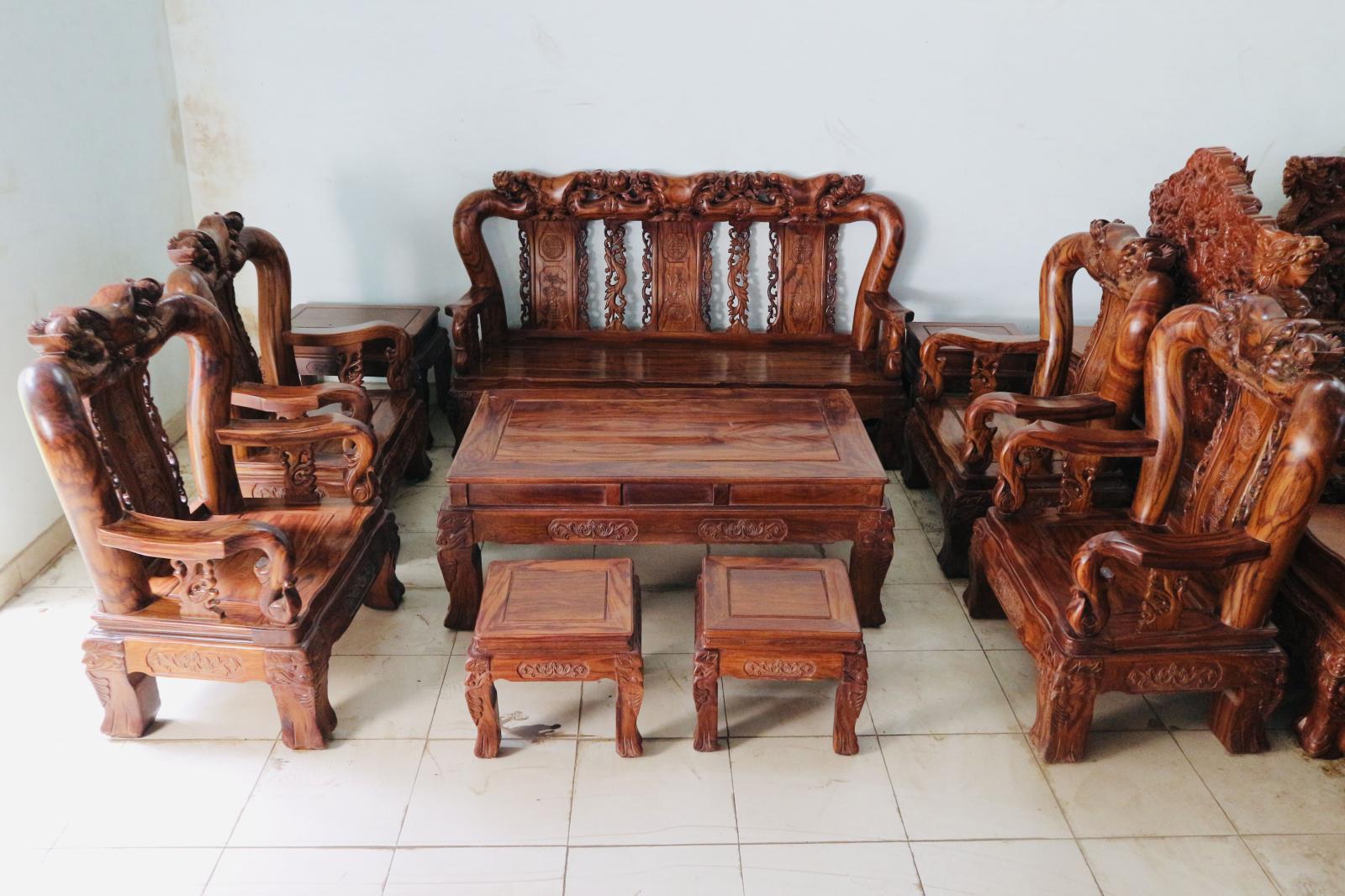Bộ Salon Gỗ Hương Loan Tay 14 – 10 Món Sang Trọng