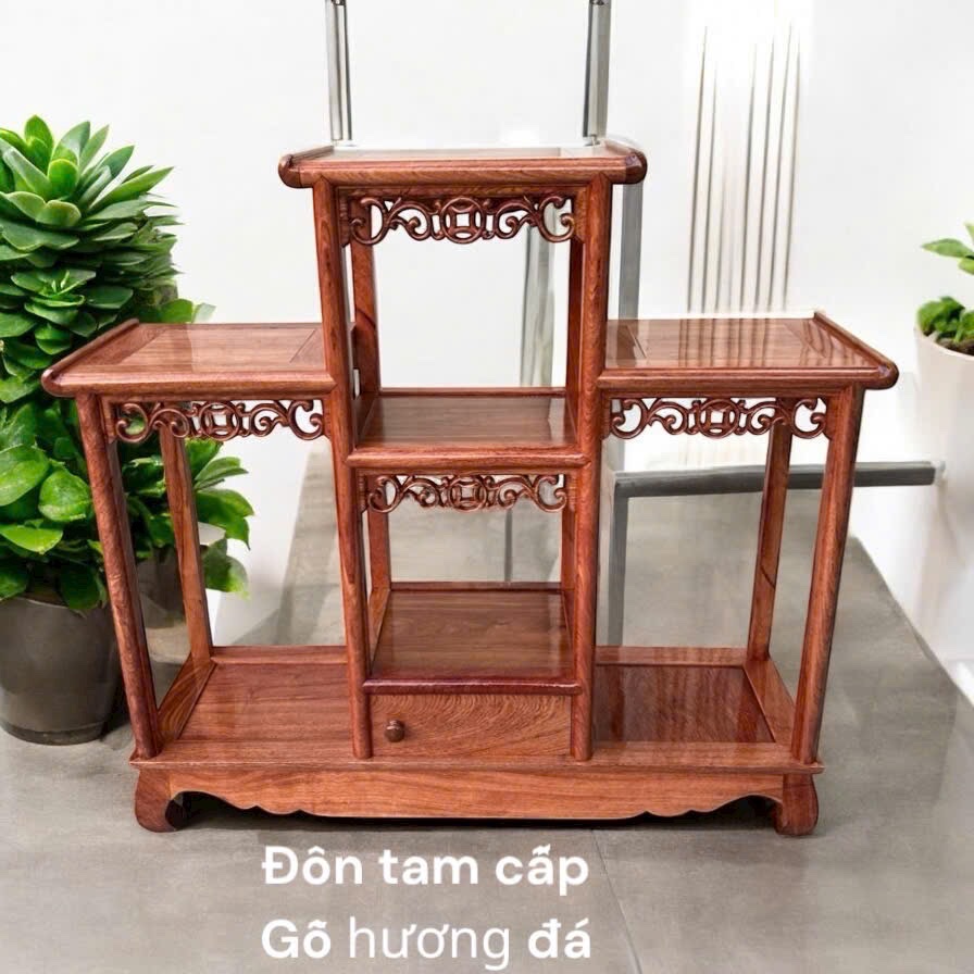 Đôn Tam Cấp Gỗ Hương Đá