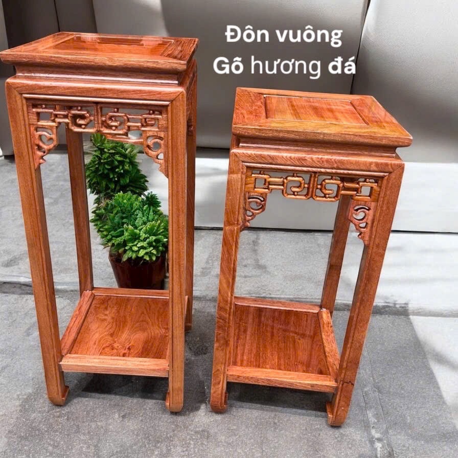 Đôn Vuông Gỗ Hương Đá Cao Cấp