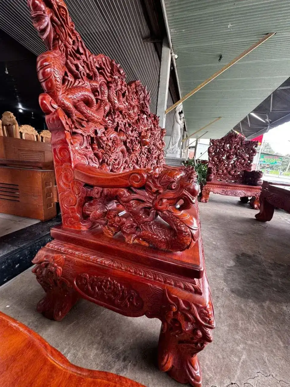 Salon Rồng Cửu Long Gỗ Gõ Đỏ 12 Món Đục Tay Cao Cấp - Ảnh 28