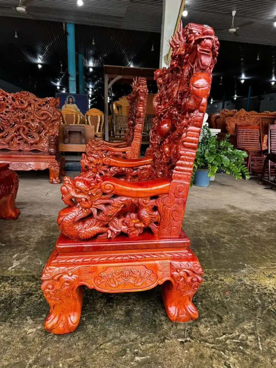 Salon Rồng Cửu Long Gỗ Gõ Đỏ 12 Món Đục Tay Cao Cấp - Ảnh 33