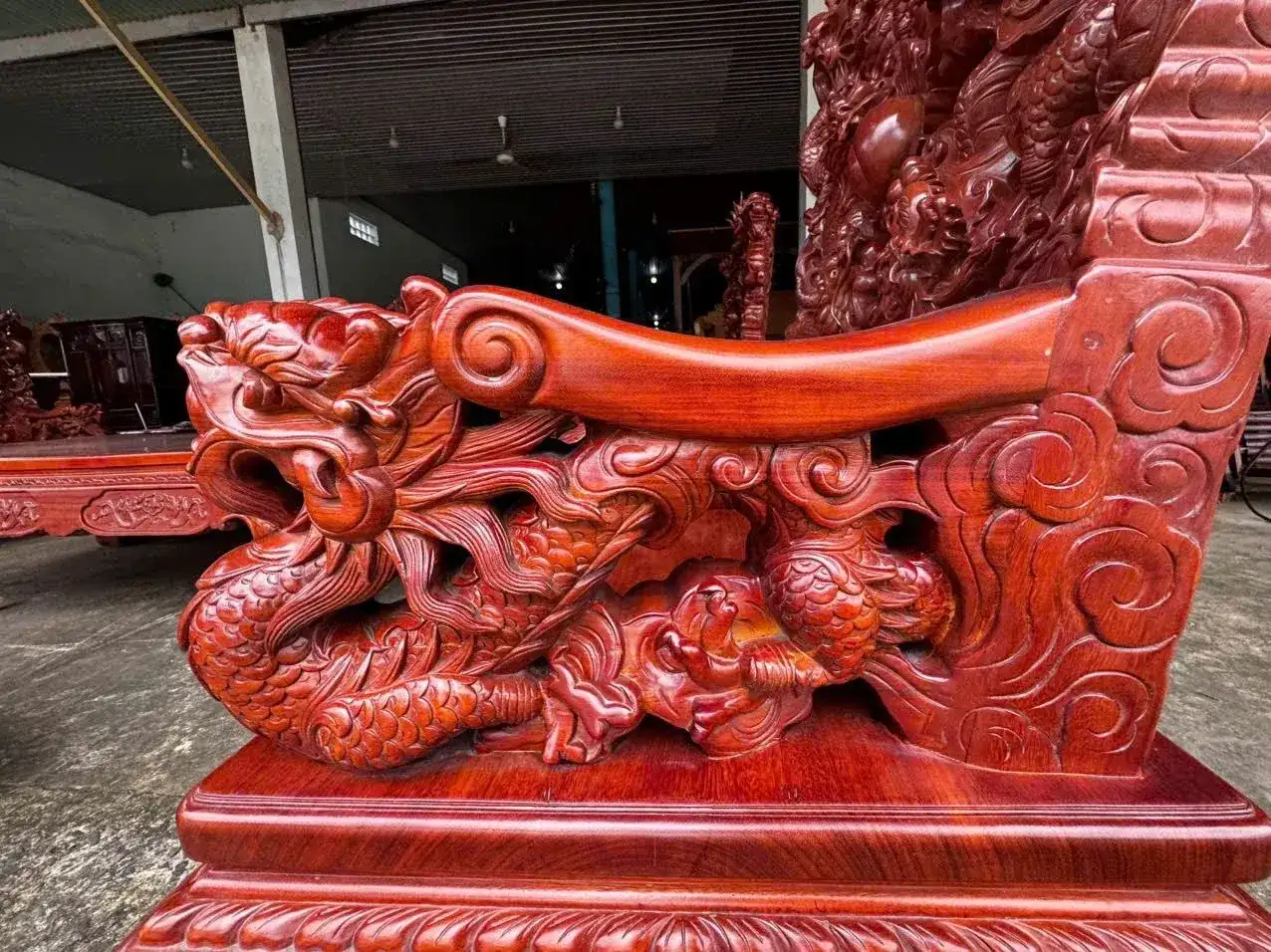 Salon Rồng Cửu Long Gỗ Gõ Đỏ 12 Món Đục Tay Cao Cấp - Ảnh 41