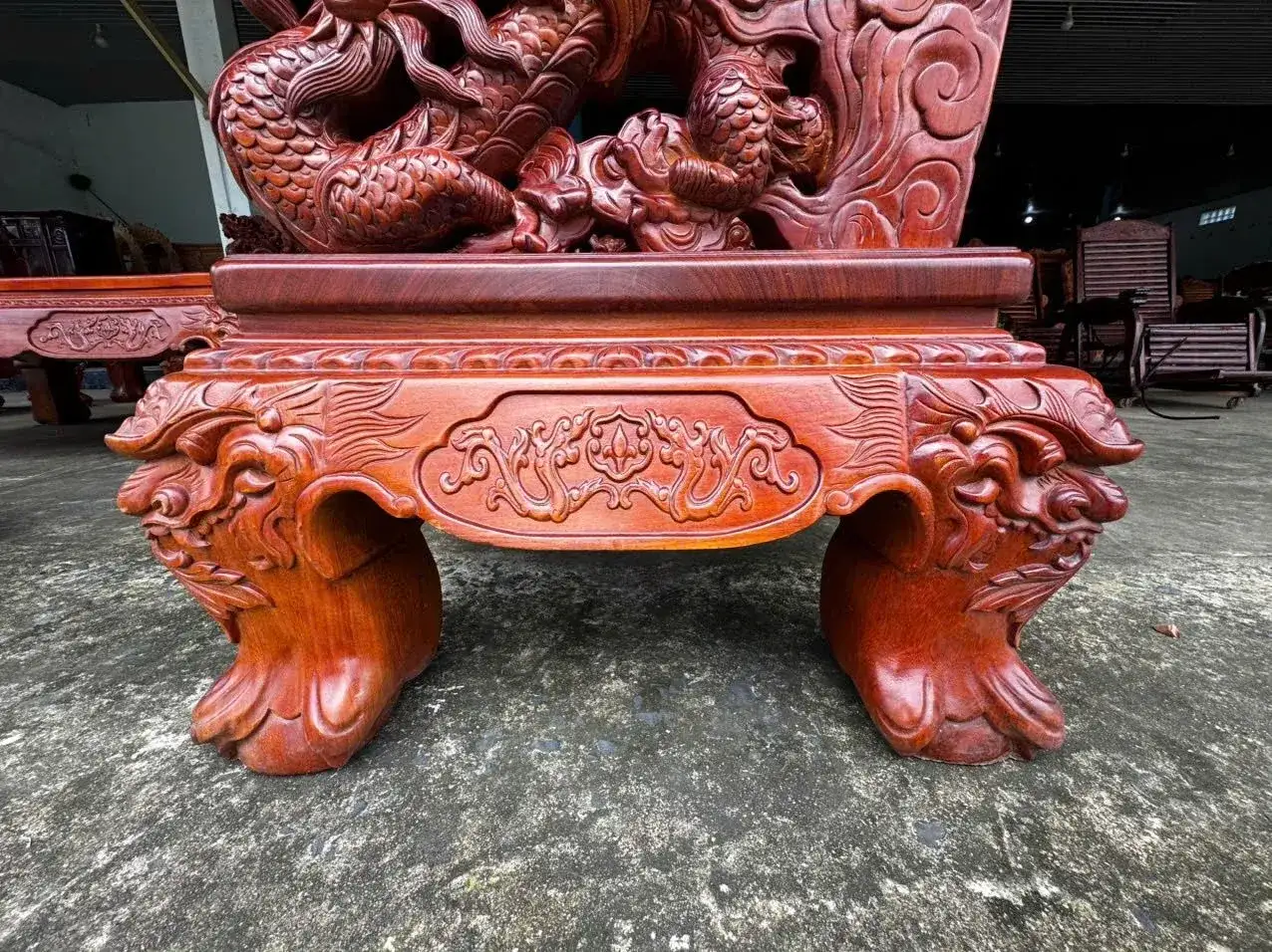 Salon Rồng Cửu Long Gỗ Gõ Đỏ 12 Món Đục Tay Cao Cấp - Ảnh 42