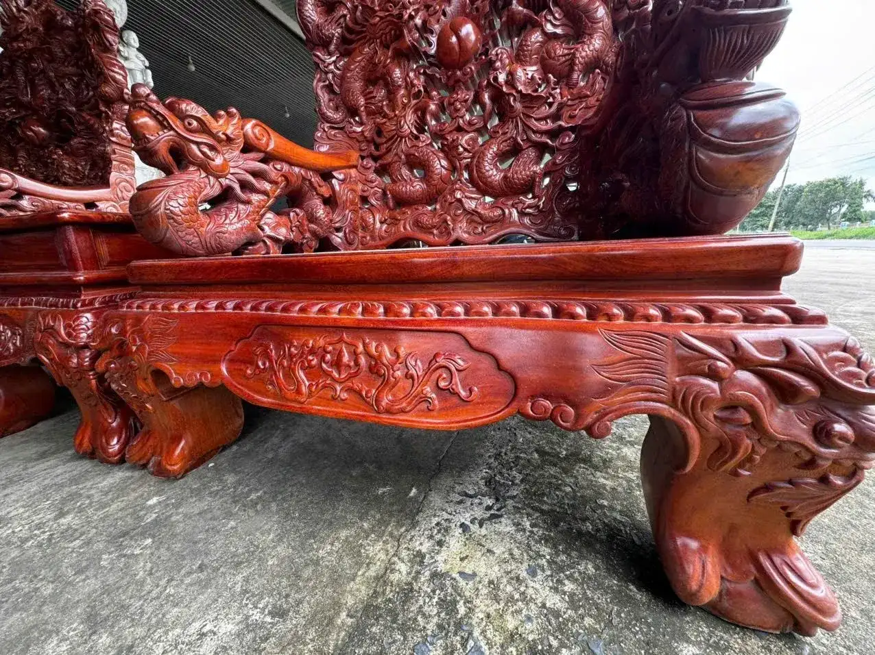 Salon Rồng Cửu Long Gỗ Gõ Đỏ 12 Món Đục Tay Cao Cấp - Ảnh 44