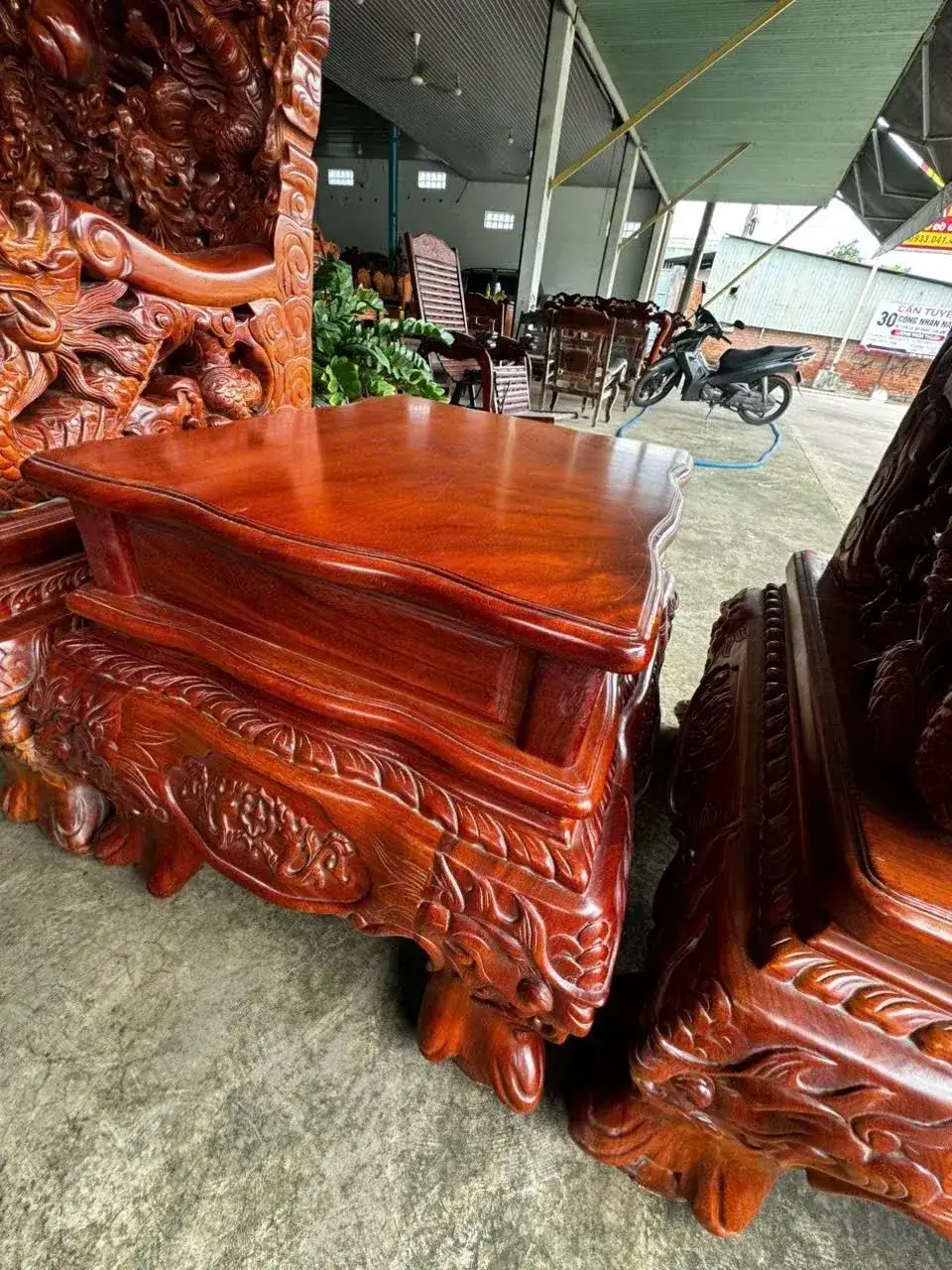 Salon Rồng Cửu Long Gỗ Gõ Đỏ 12 Món Đục Tay Cao Cấp - Ảnh 45