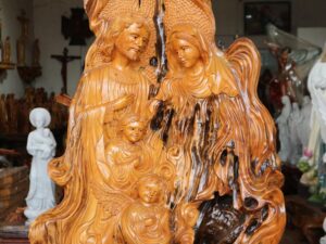 Tượng Gia Đình Thánh Gia Gỗ Trai Nguyên Khối