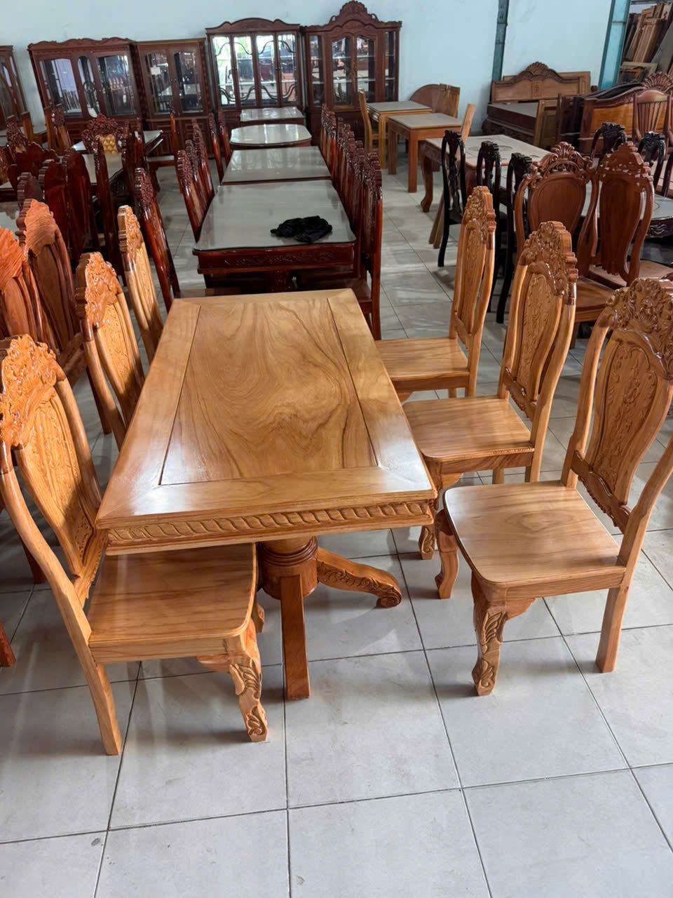 Alternative view of Bộ Bàn Ăn Gõ Đỏ 6 Ghế Mặt Chữ Nhật