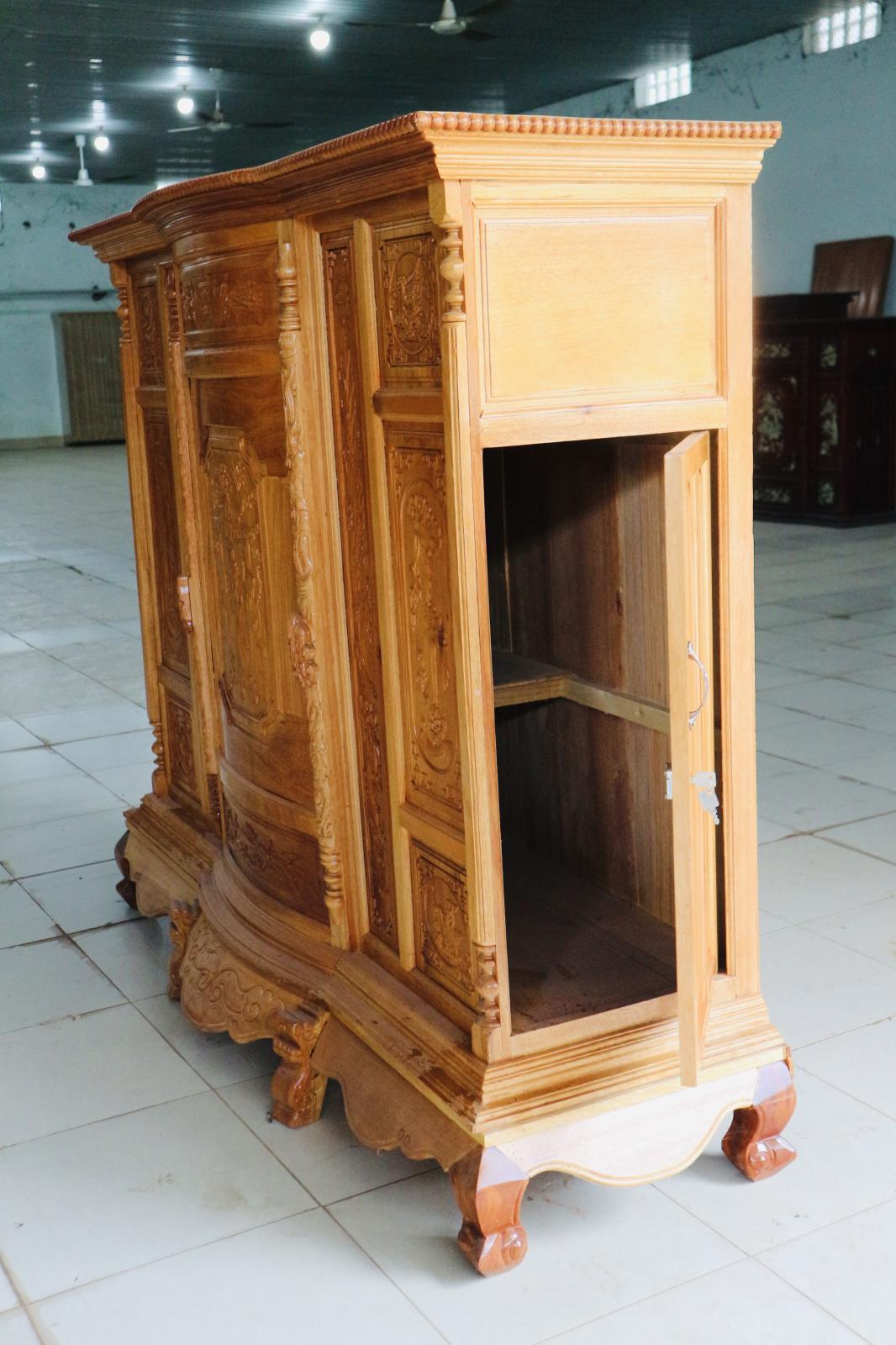Tủ Thờ Gỗ Căm Xe Pha Chạm Khắc Tinh Xảo - Ảnh 3