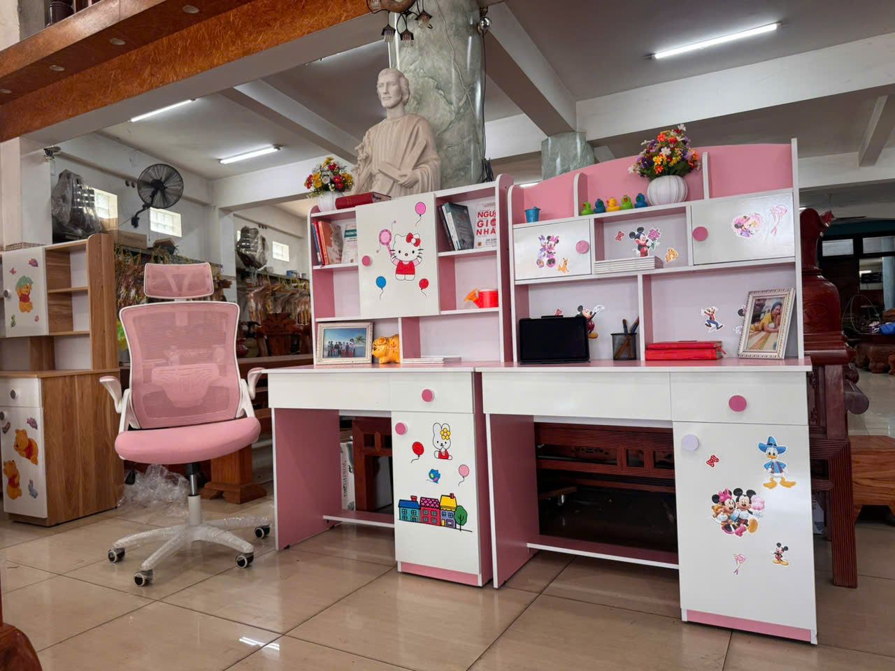Bàn Học Sinh Melamine Lõi Xanh Cao Cấp Ngang 1m & 1m2