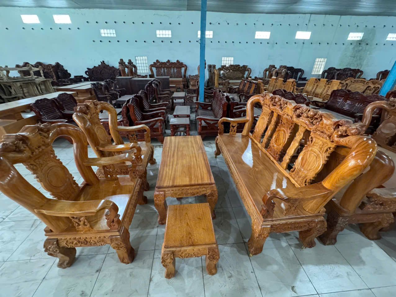 Bộ Salon Triện Tay 12 - 6 Món Gỗ Gõ Lào