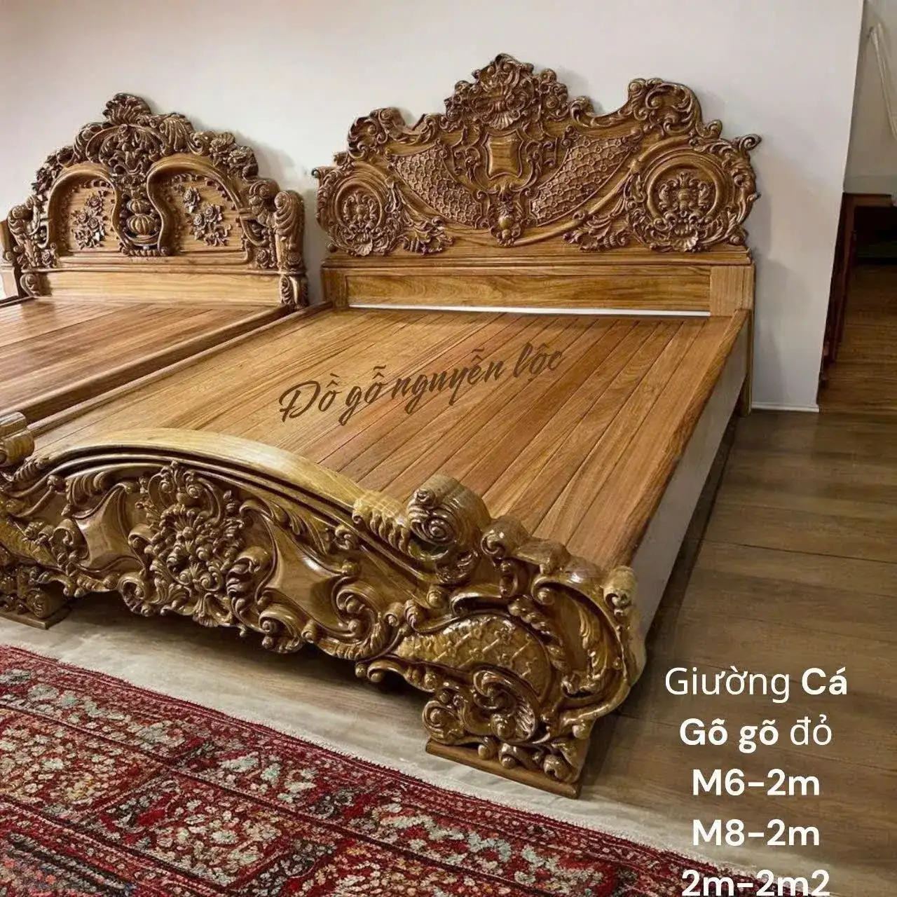 Giường Gõ Đỏ Nguyên Khối Cao Cấp