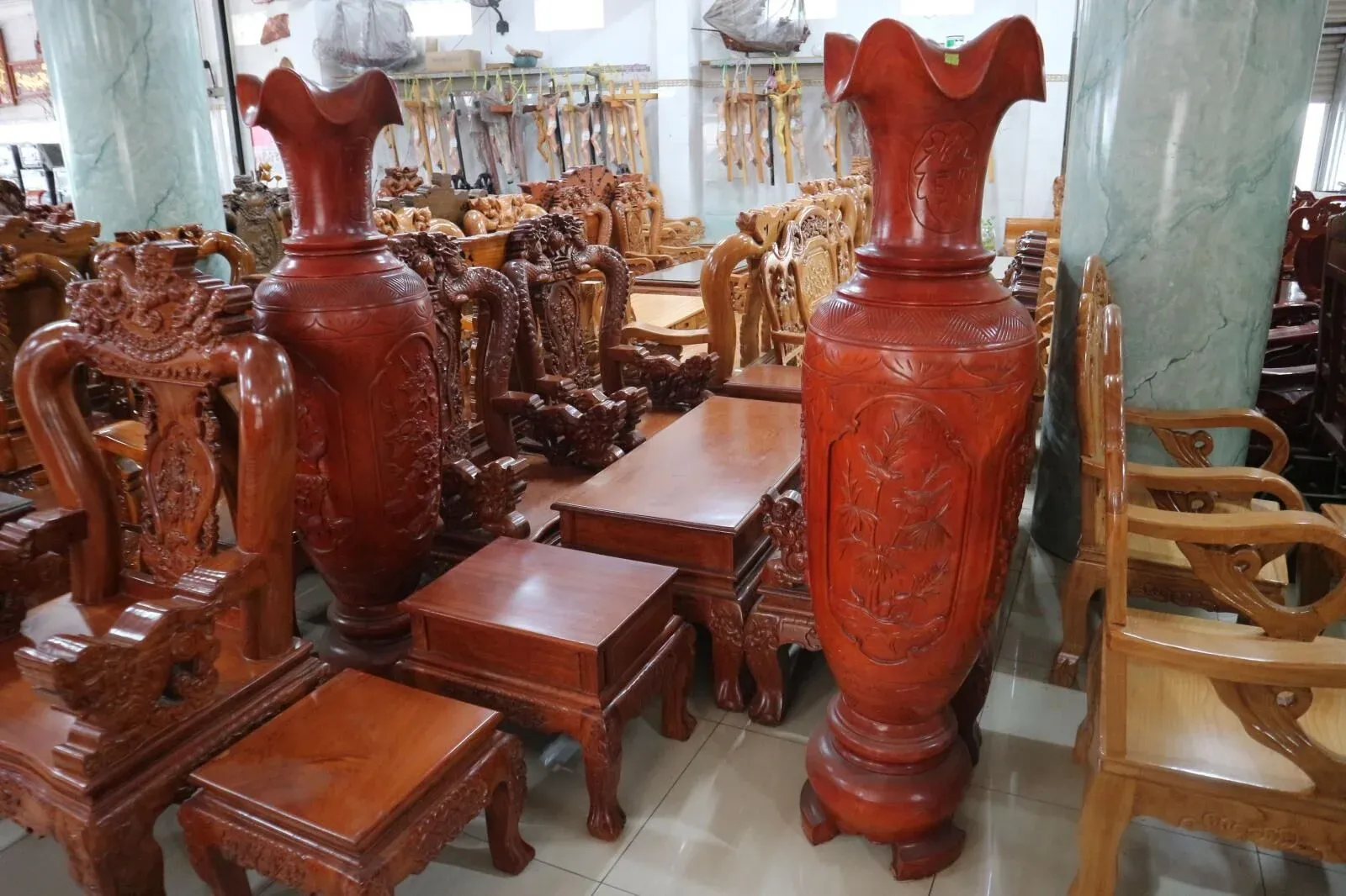 Lục Bình Gỗ Xà Cừ Cao 1m60 - Ảnh 2