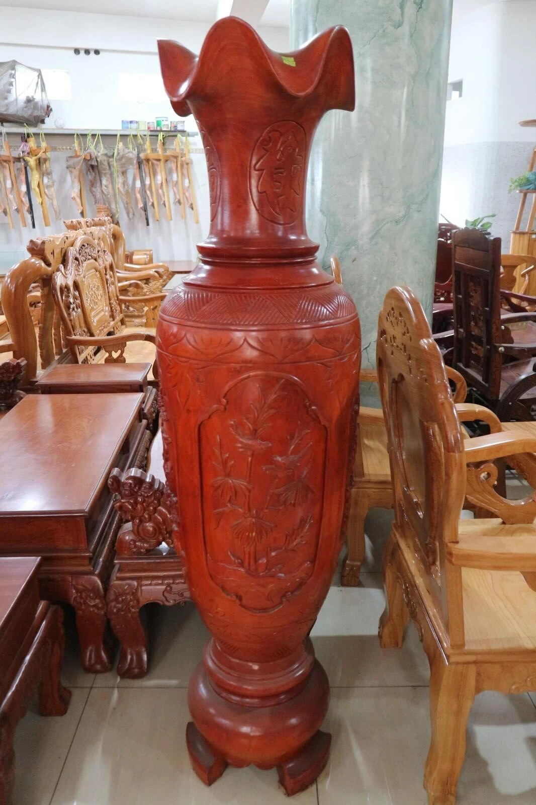 Lục Bình Gỗ Xà Cừ Cao 1m60 - Ảnh 5