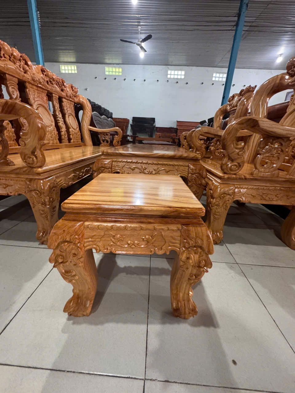 Salon Gỗ Gõ Đỏ Triện Tay 12 6 Món - Ảnh 4