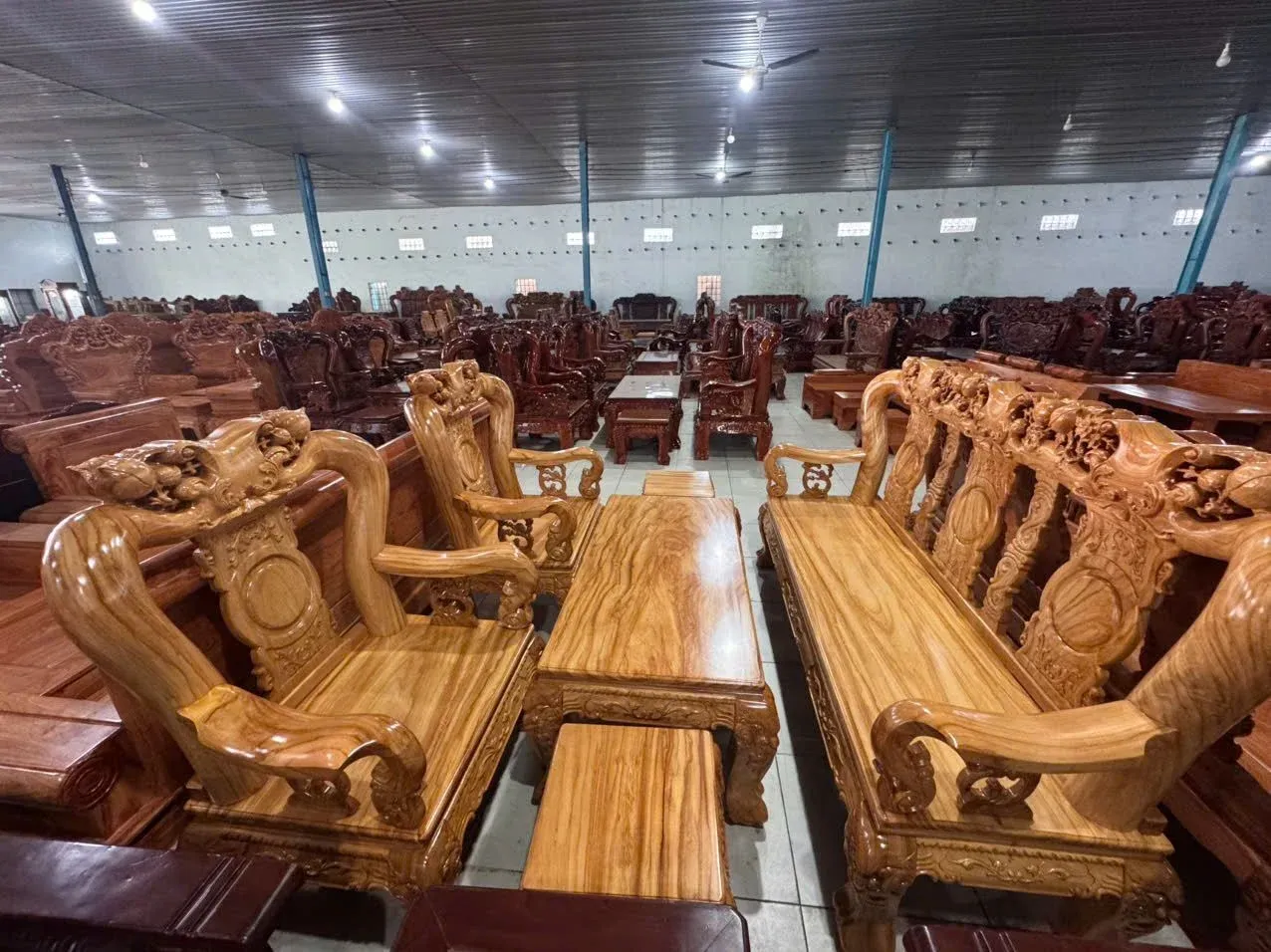Salon Gỗ Gõ Đỏ Triện Tay 12 6 Món