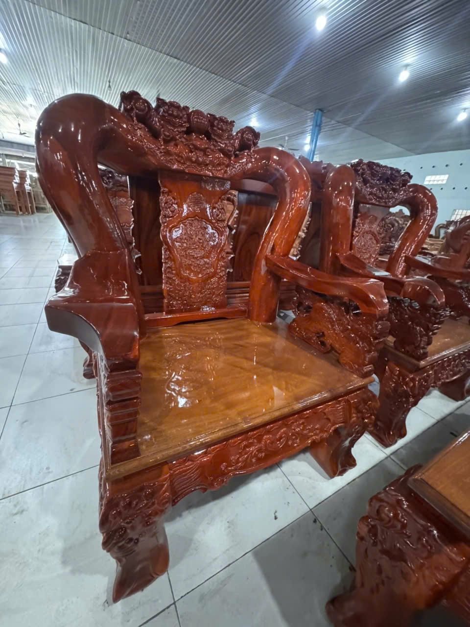 Salon Tay 14 Gỗ Tràm Tó Nghê Tay Nghê 6 Món Mặt Gỗ Xoan Đào - Ảnh 5