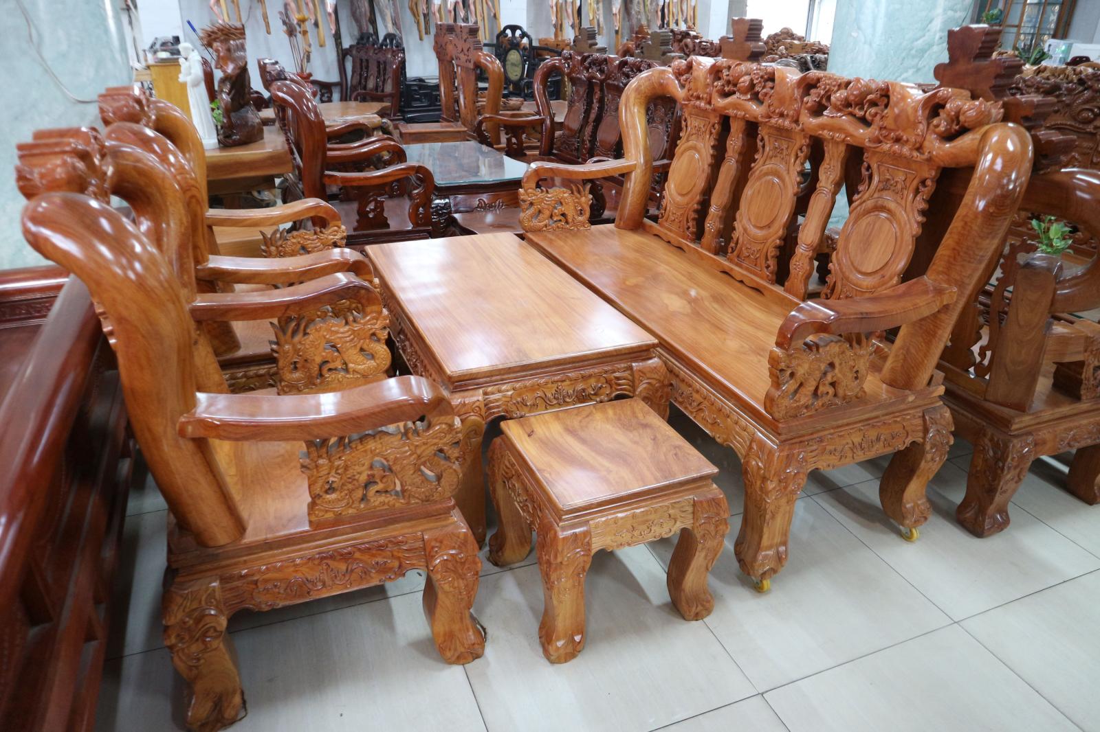 Salon Triện Tay 12 6 Món Gỗ Gõ Đỏ Lào