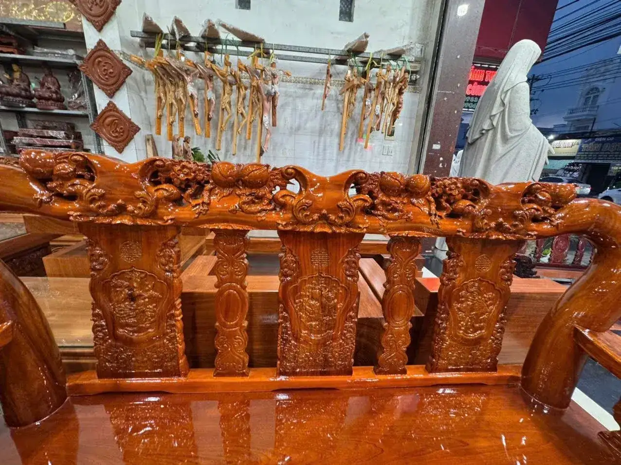 Salon Triện Tay 14 6 Món Gỗ Tràm Mặt Xoan Đào