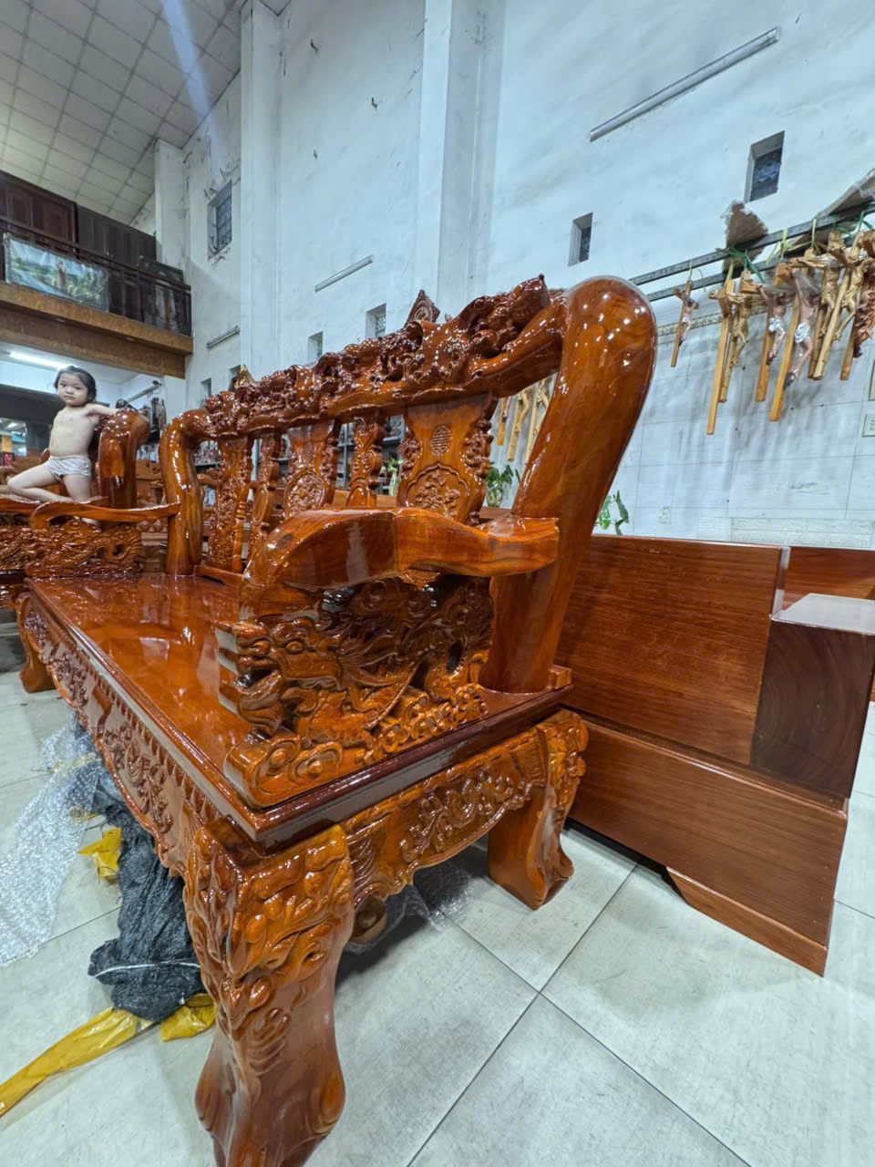 Salon Triện Tay 14 6 Món Gỗ Tràm Mặt Xoan Đào - Ảnh 12
