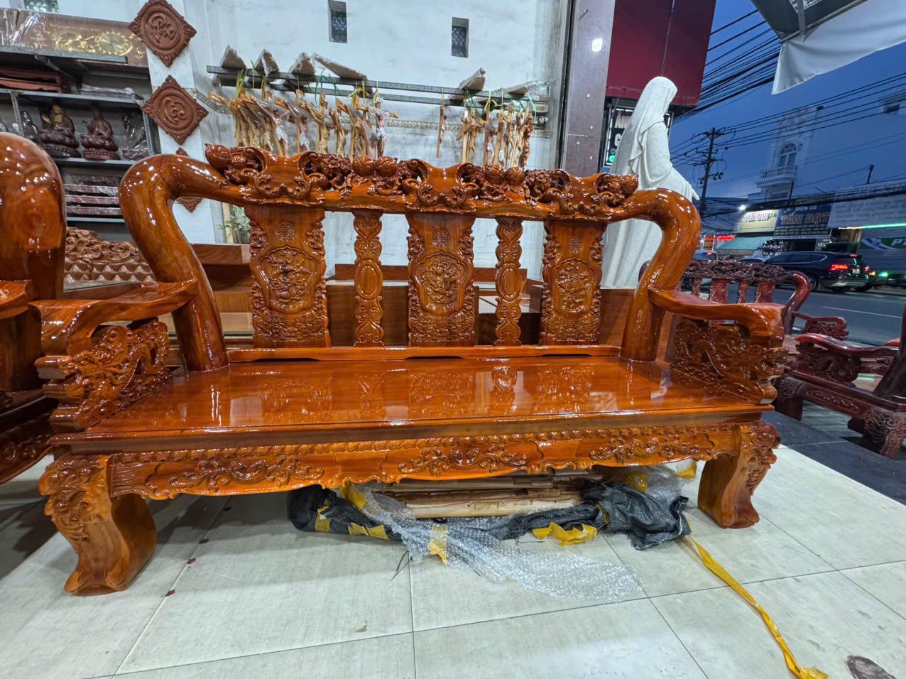 Salon Triện Tay 14 6 Món Gỗ Tràm Mặt Xoan Đào - Ảnh 13