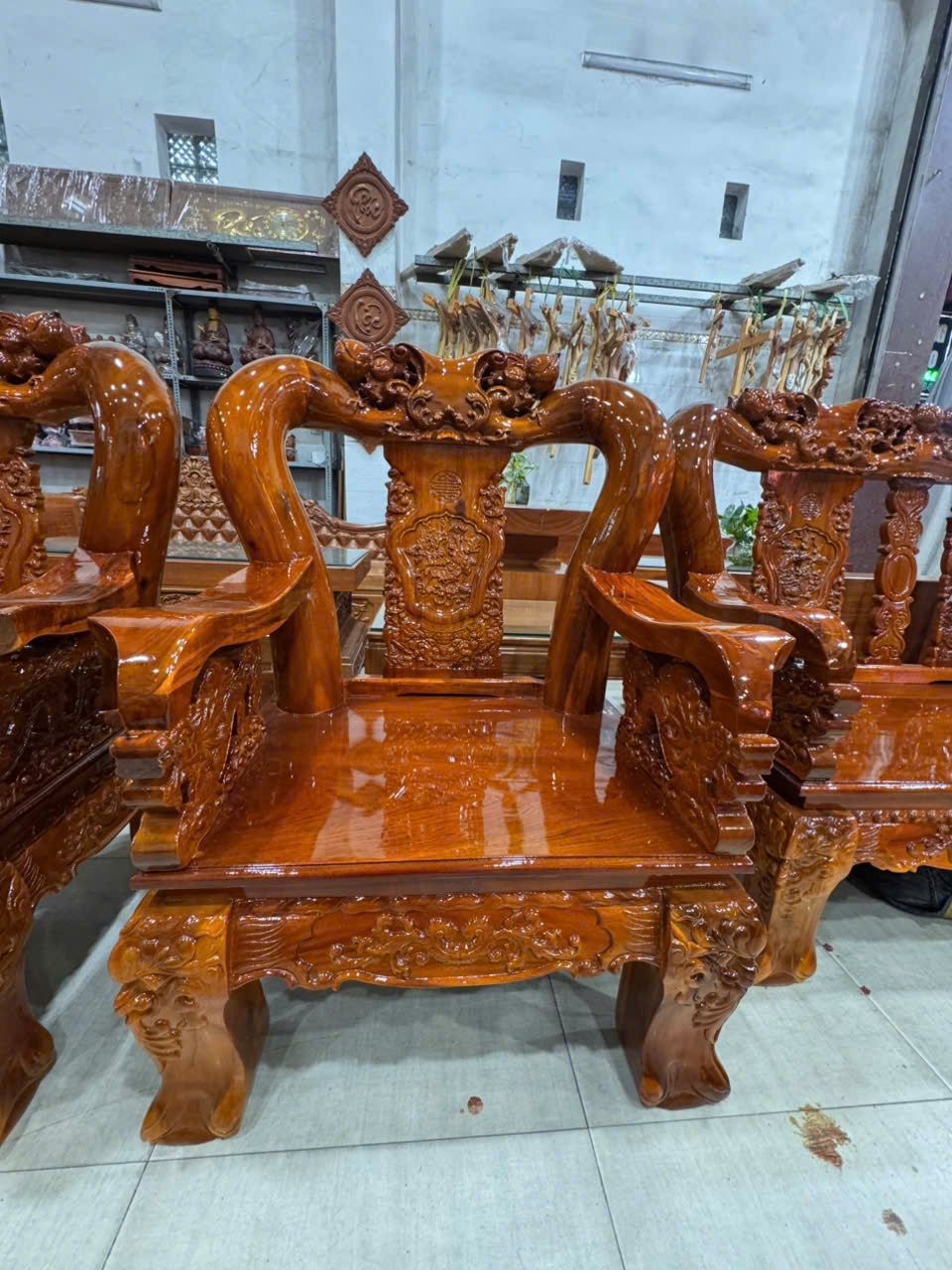 Salon Triện Tay 14 6 Món Gỗ Tràm Mặt Xoan Đào - Ảnh 4