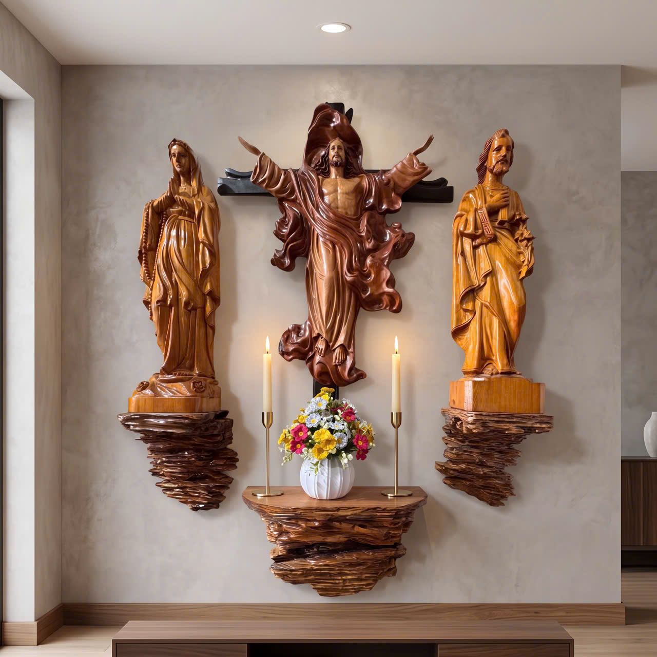 Bộ Tòa Thờ Thiên Chúa Bệ Rời Chạm Tầng Độc Bản Cho Căn Hộ Modern