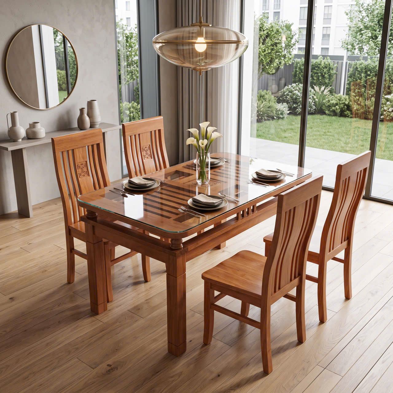 Bộ Bàn Ăn Gỗ Sồi Nga 2 Tầng Hiện Đại - Ảnh 4