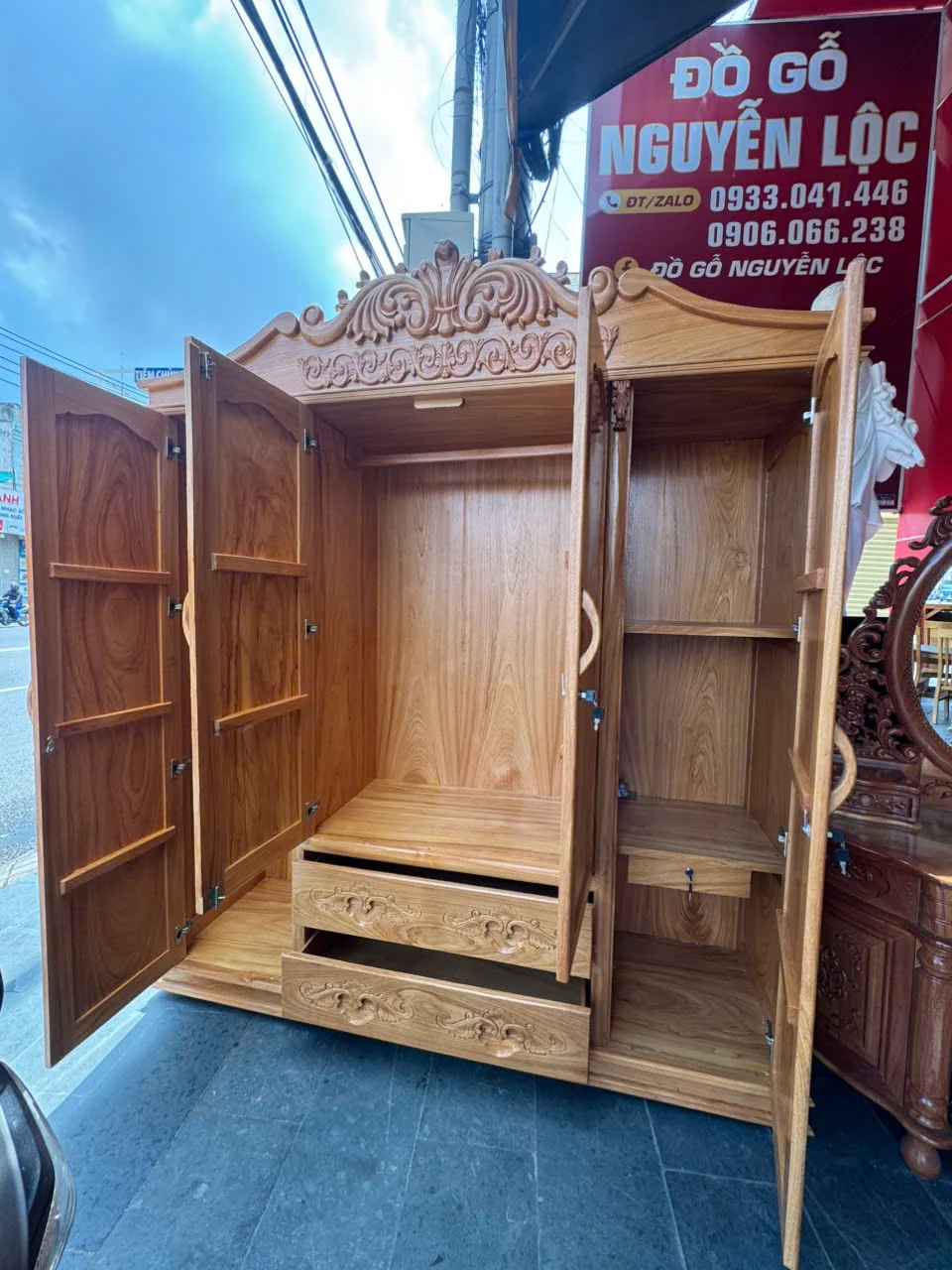 Alternative view of Tủ Áo Gỗ Gõ Đỏ 100% Ngang 2m – 2m2 Cao 2m